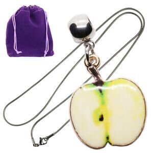 Apple Gift Apple Fruit Food Gift Necklace with Glossy Slice Pendant